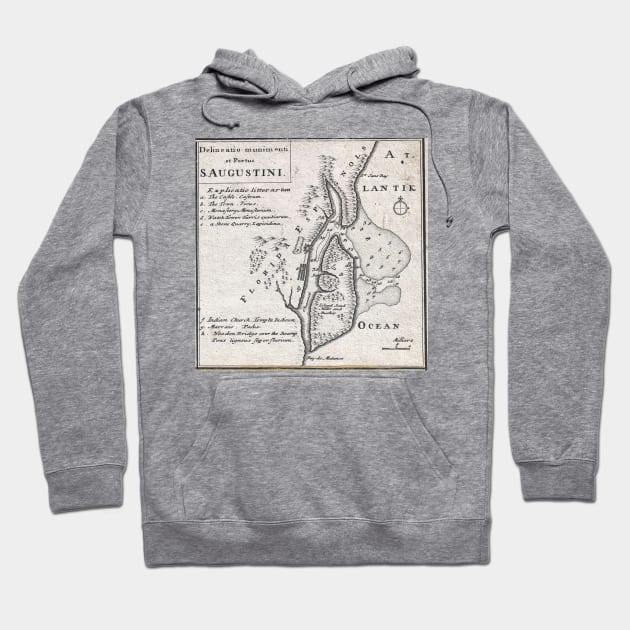 Vintage Map of St. Augustine Florida (1737) Hoodie by Bravuramedia